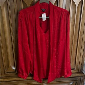 Ann Taylor Red Dress Blouse Professional Holiday NWT XXL